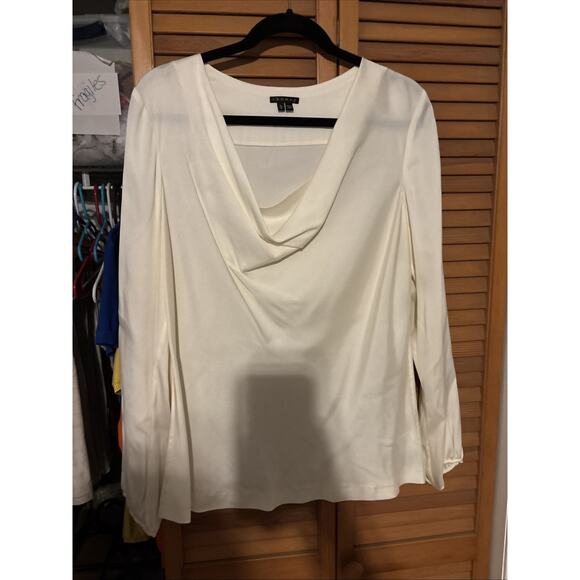 Theory Ivory Size Large Long Sleeve Blouse Preowned - Picture 2 of 6